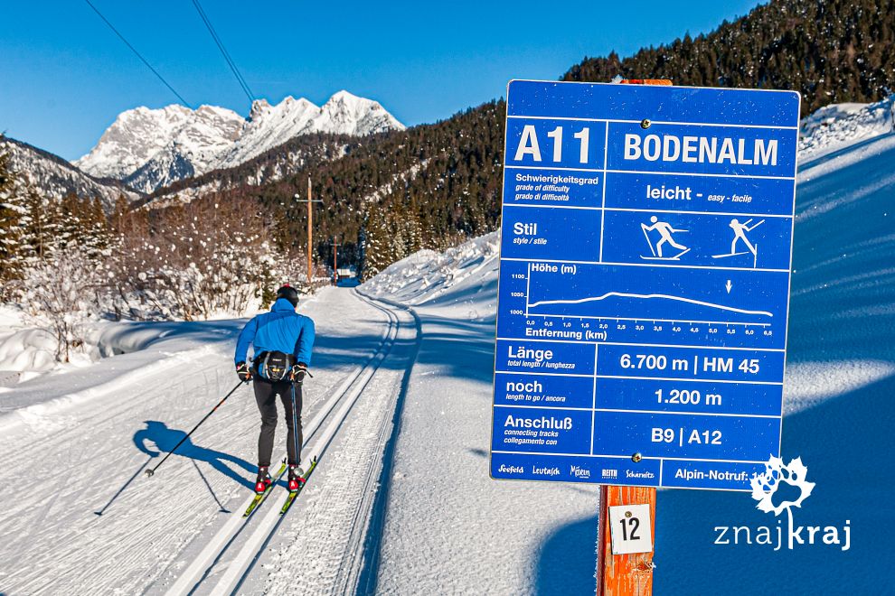 A11 Bodenalm - trasa na biegówki z Seefeld do Scharnitz