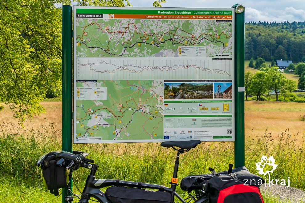Mapa szlaków rowerowych w Rudawach w Saksonii