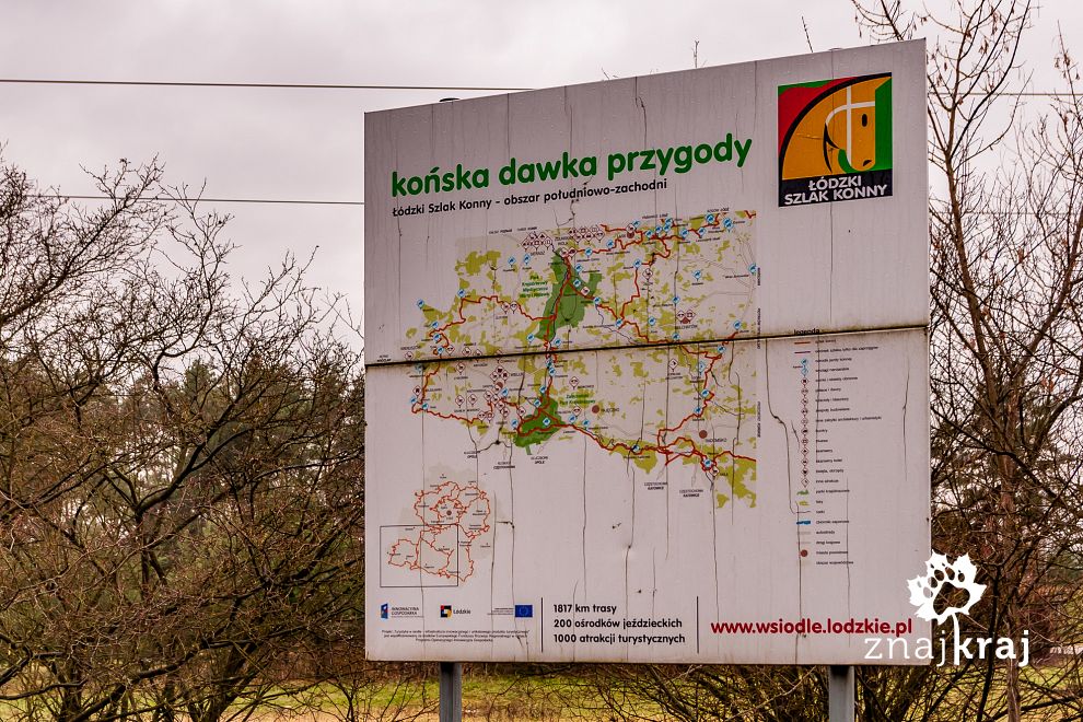 Łódzki Szlak Konny - tablica z mapą
