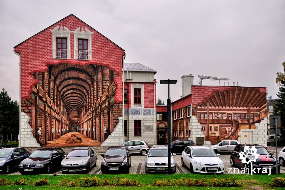 Mural na Starej Szkole w Ustroniu