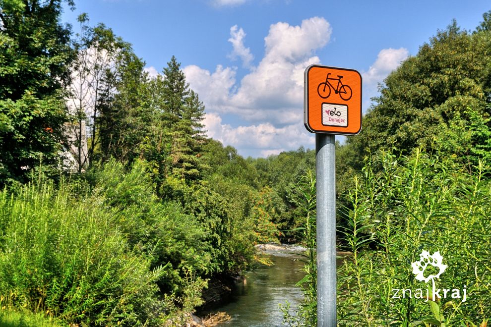 Oznakowanie szlaku rowerowego Velo Dunajec