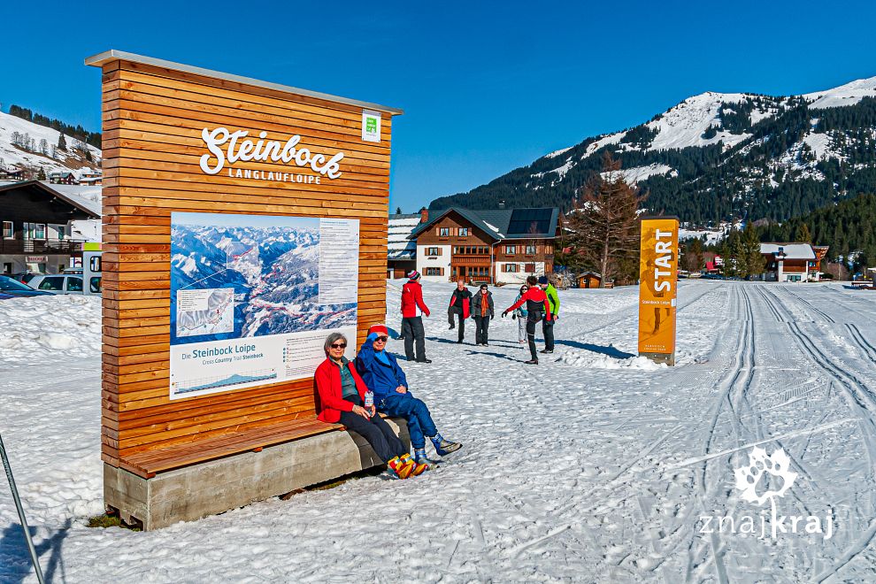 Początek Steinbockloipe w dolinie Kleinwalsertal