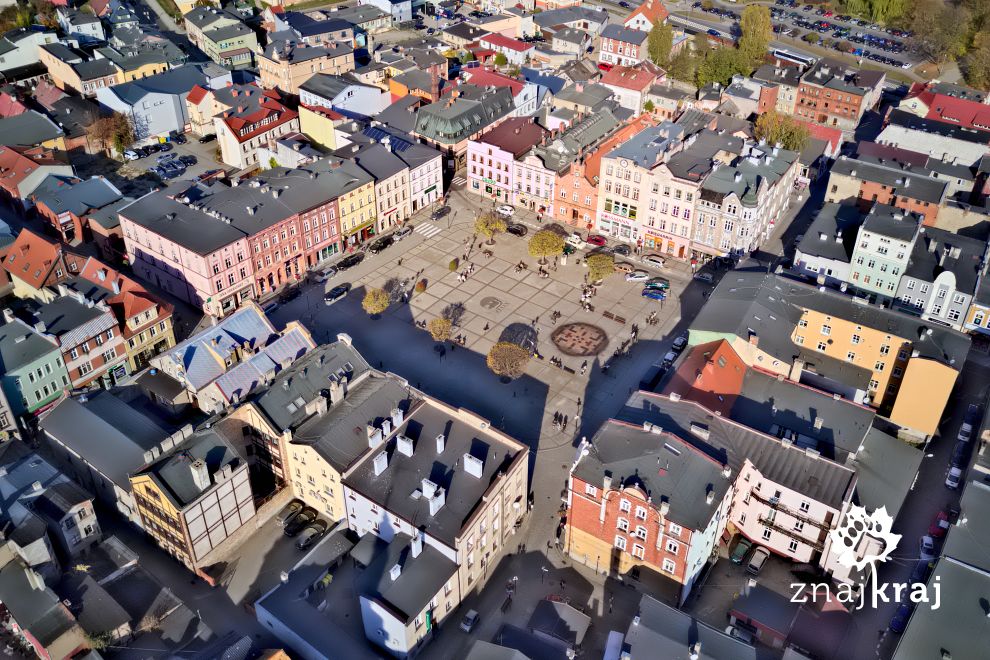 Rynek w Kościerzynie z lotu ptaka