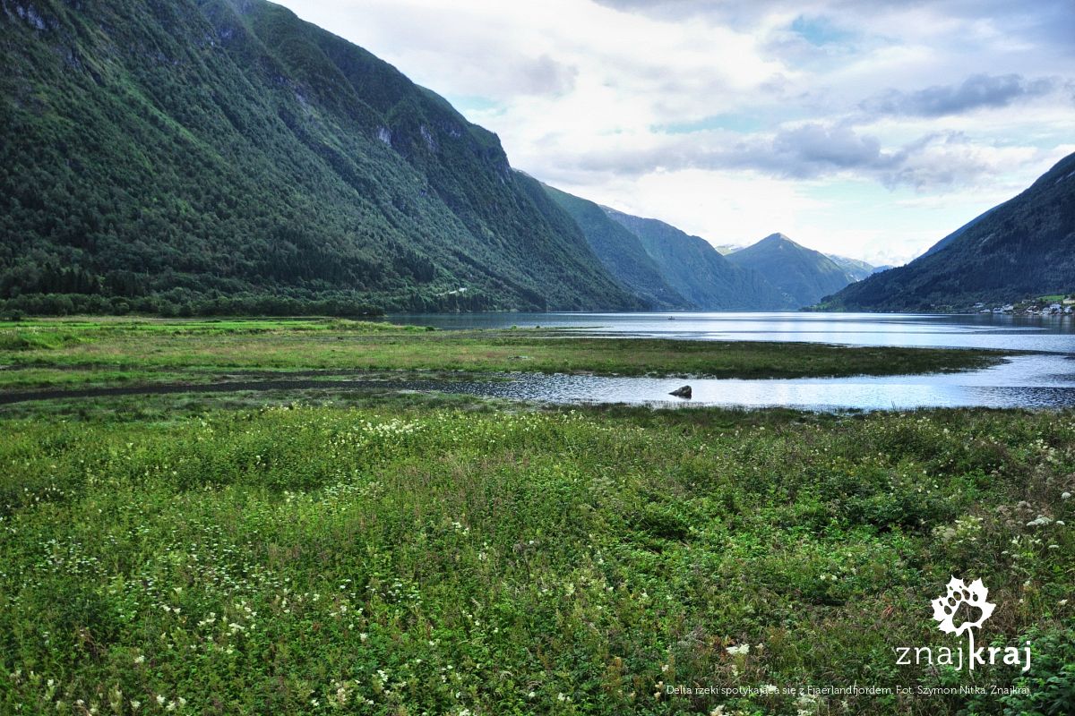 Delta rzeki spotykająca się z Fjaerlandfjordem Delta rzeki spotykająca się z Fjaerlandfjordem