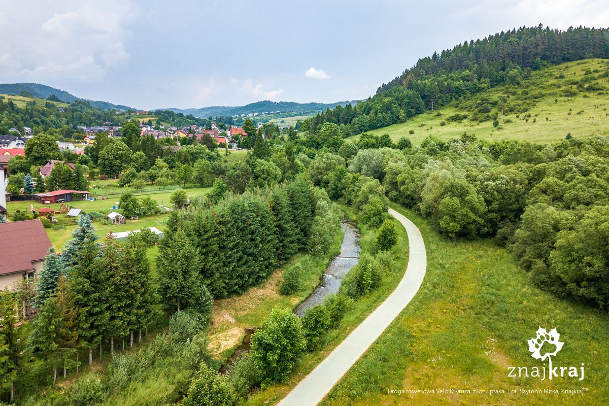 Droga rowerowa Velo Krynica z lotu ptaka