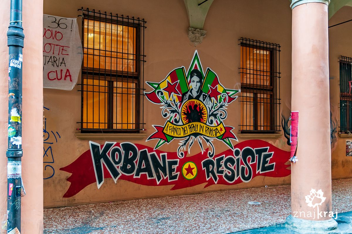 Graffiti w dzielnicy uniwersyteckiej w Bolonii