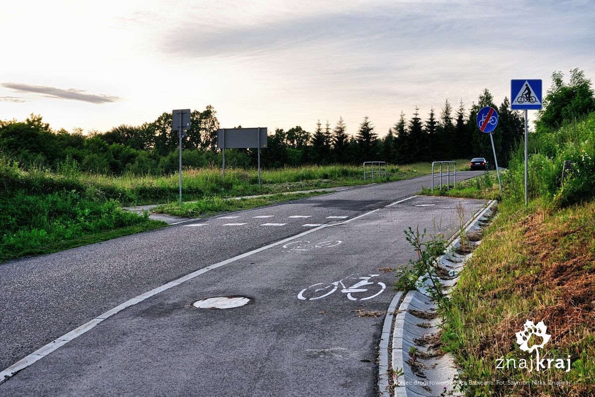 Koniec drogi rowerowej za Babicami