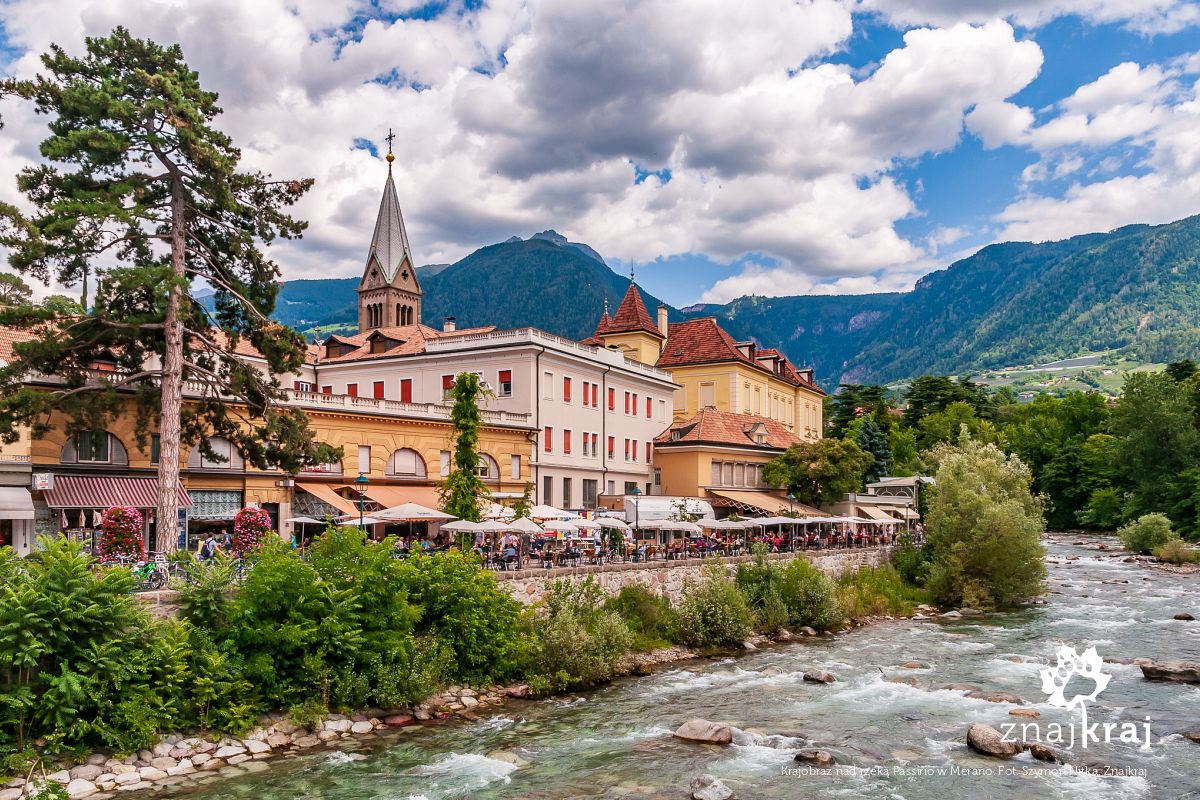 Krajobraz nad rzeką Passirio w Merano