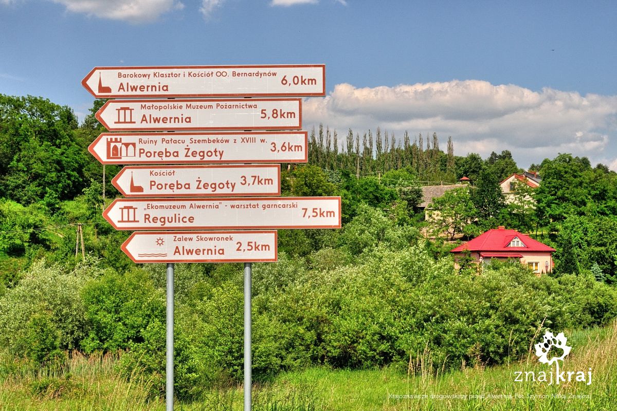 Krajoznawcze drogowskazy przed Alwernią
