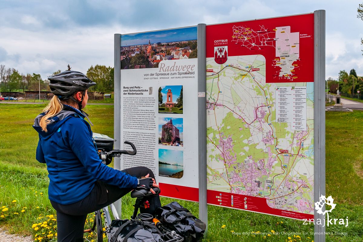 Mapa dróg rowerowych koło Chociebuża
