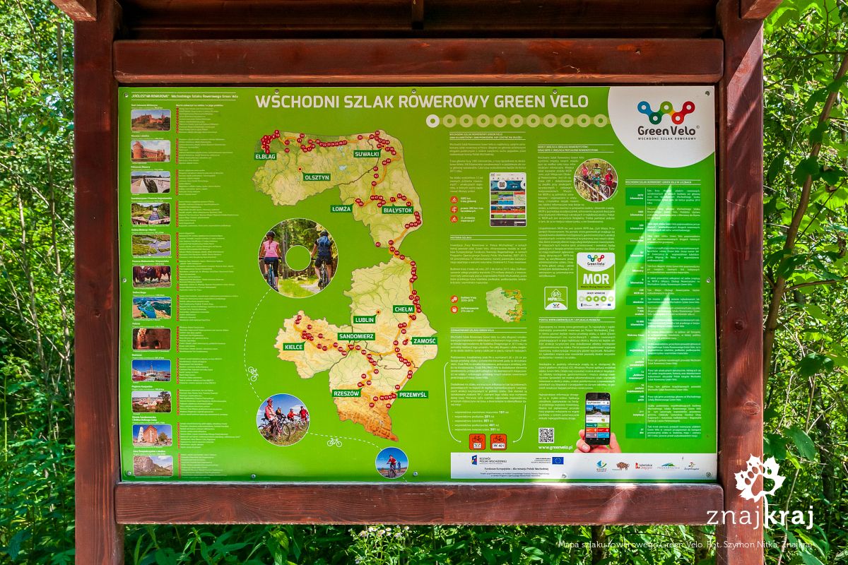 Mapa szlaku rowerowego Green Velo