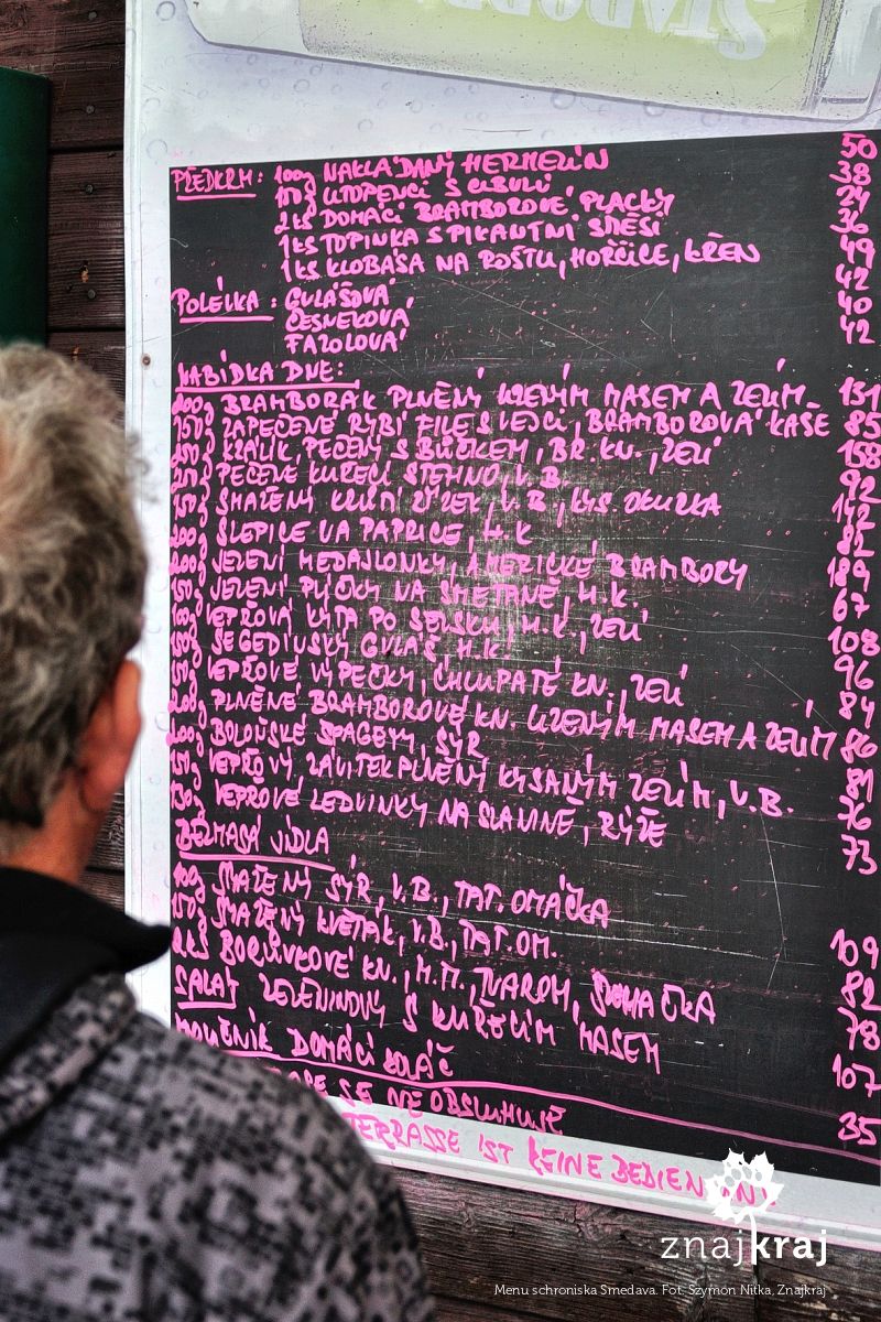 Menu schroniska Smedava Menu schroniska Smedava