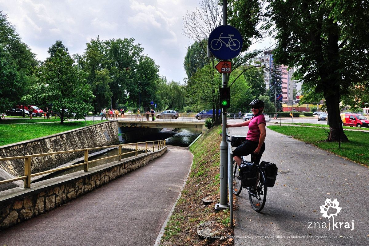 Oryginalny przejazd rowerowy przez rzekę Silnicę w Kielcach