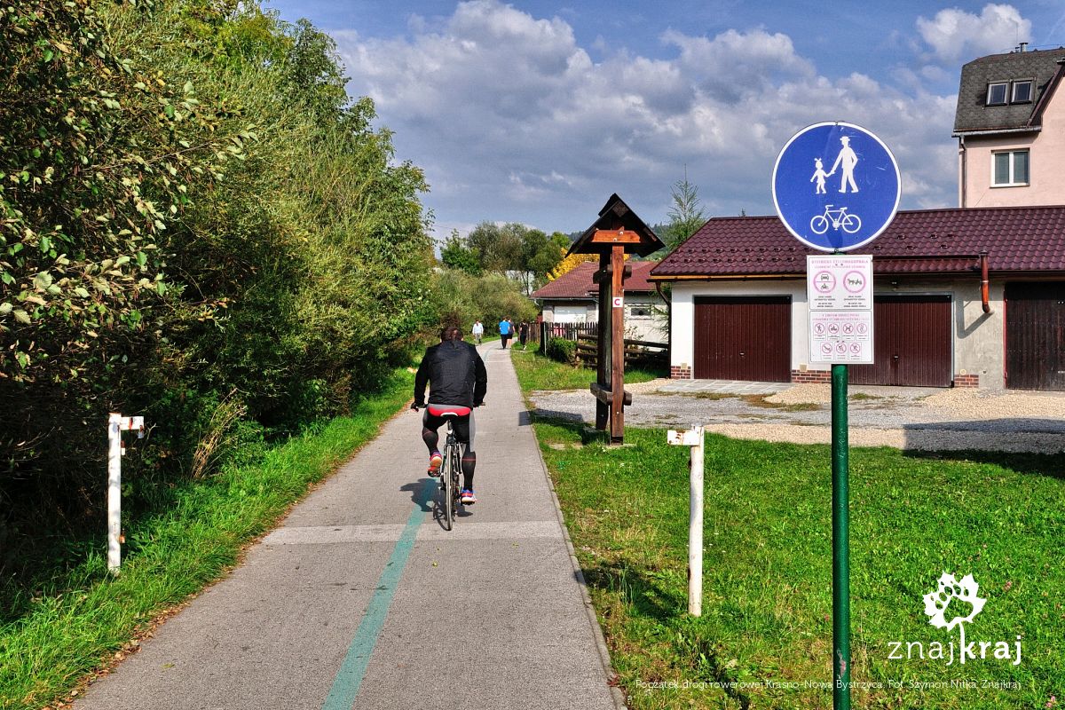 Początek drogi rowerowej Krasno-Nowa Bystrzyca