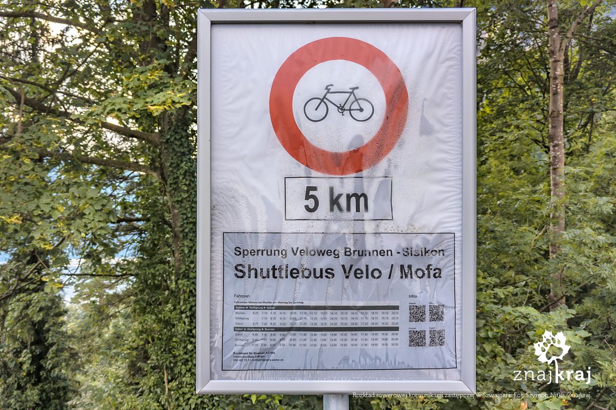 Rozkład rowerowej komunikacji zastępczej w Szwajcarii