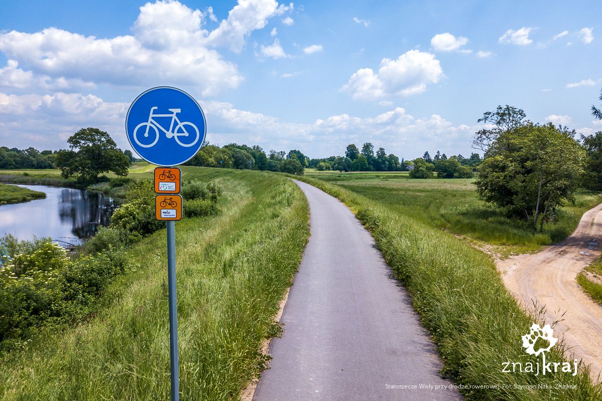 Starorzecze Wisły przy drodze rowerowej