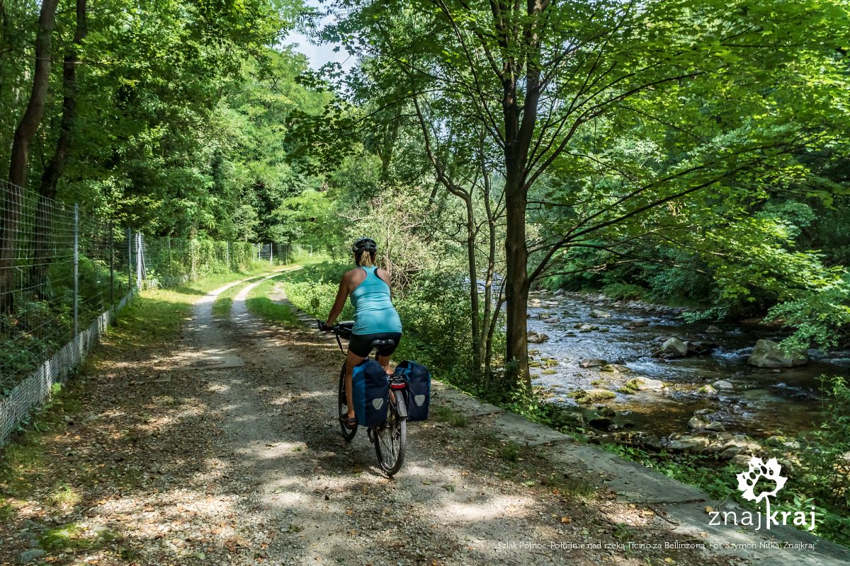 Szlak Północ-Południe nad rzeką Ticino za Bellinzoną