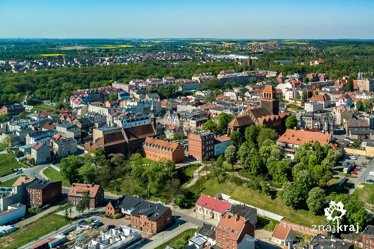 Tczew - centrum miasta z lotu ptaka