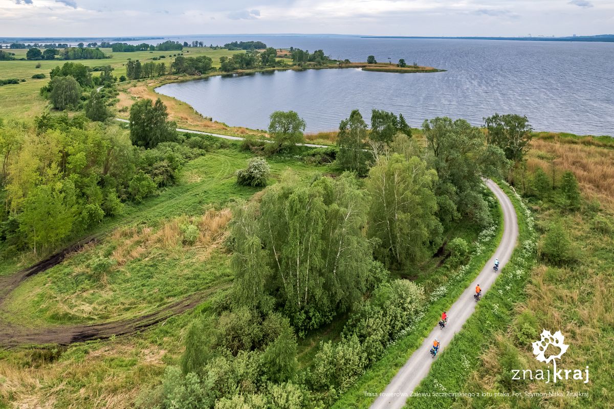 Trasa rowerowa Zalewu Szczecińskiego z lotu ptaka