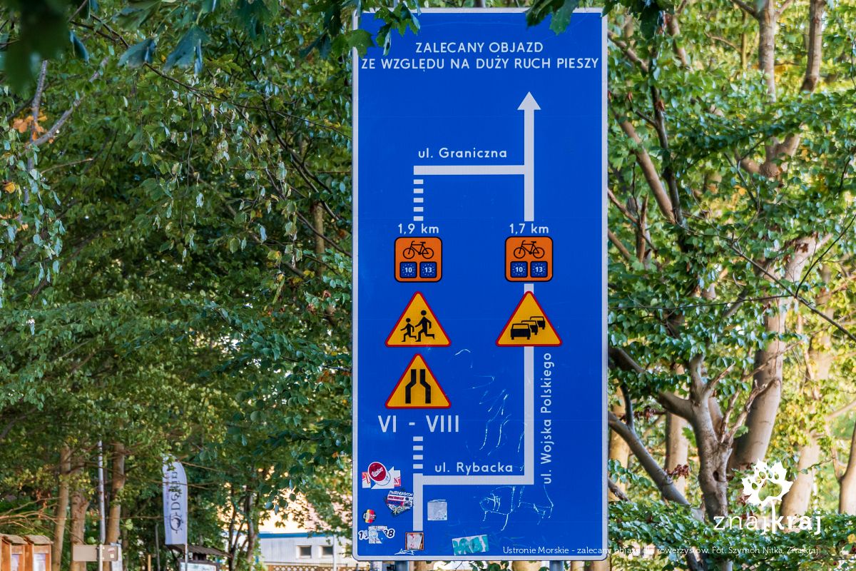 Ustronie Morskie - zalecany objazd dla rowerzystów