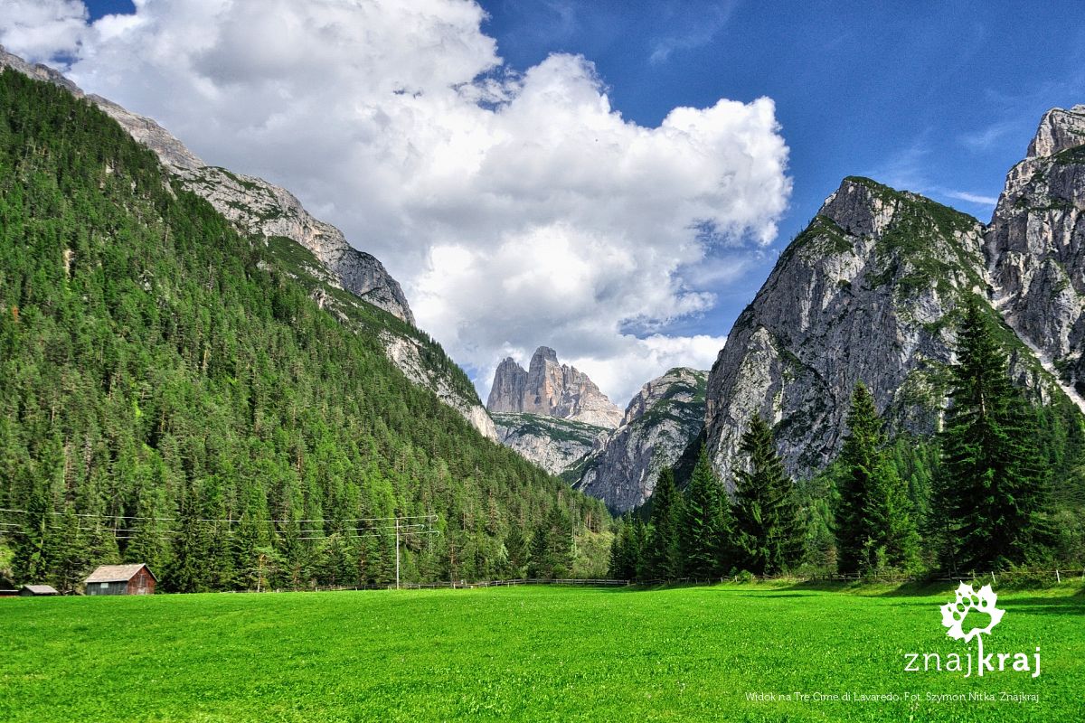 Widok na Tre Cime di Lavaredo Widok na Tre Cime di Lavaredo