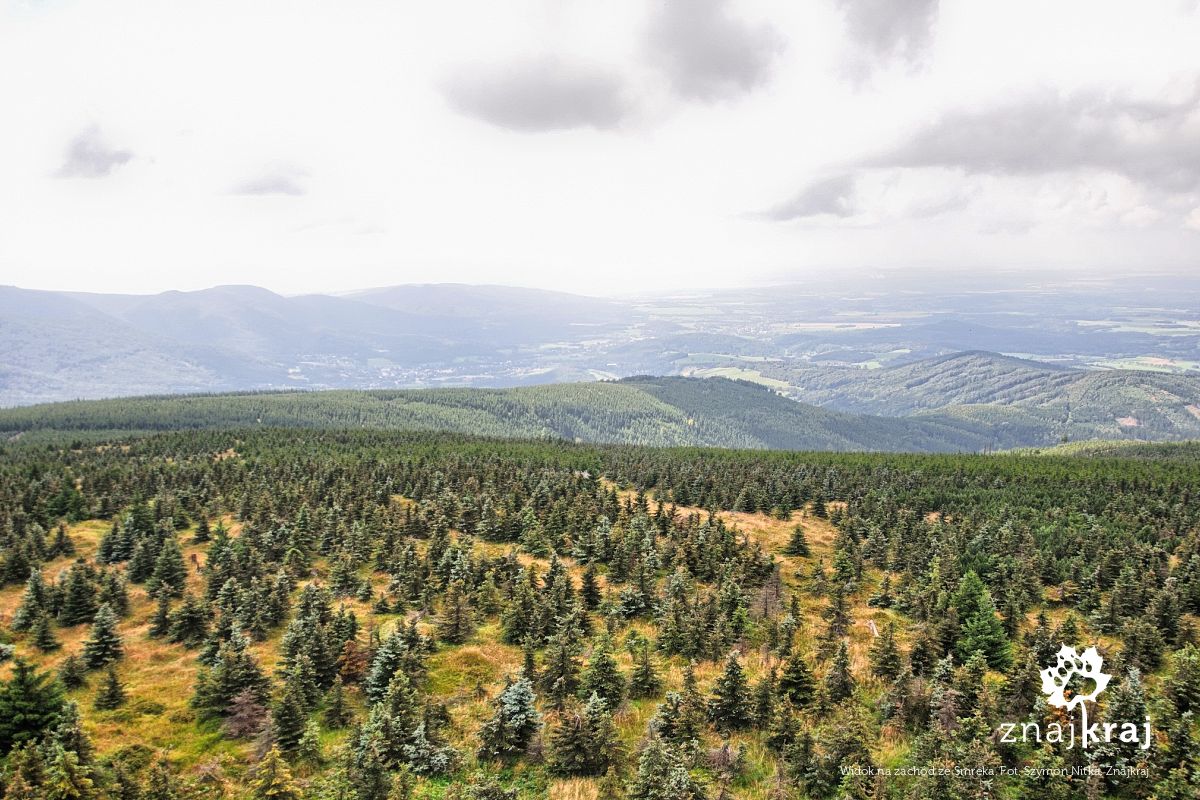 Widok na zachód ze Smreka Widok na zachód ze Smreka