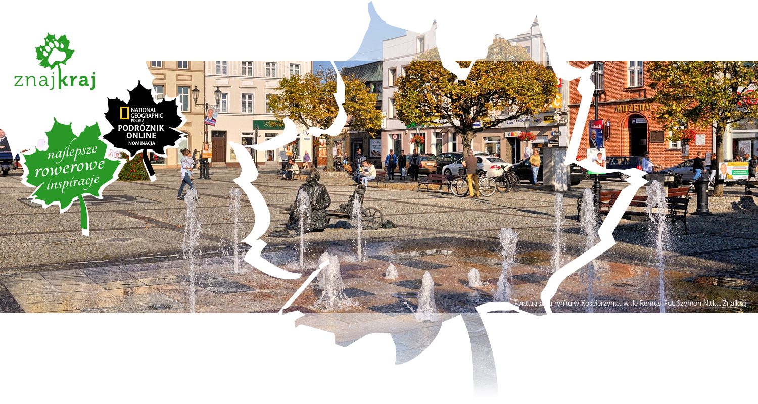 Fontanna na rynku w Kościerzynie, w tle Remus