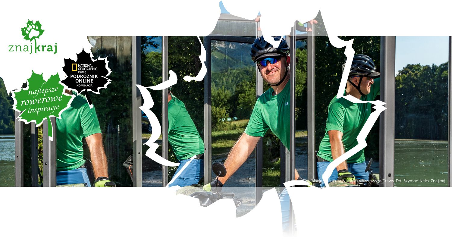 Instalacja z luster przy szlaku rowerowym Drawy
