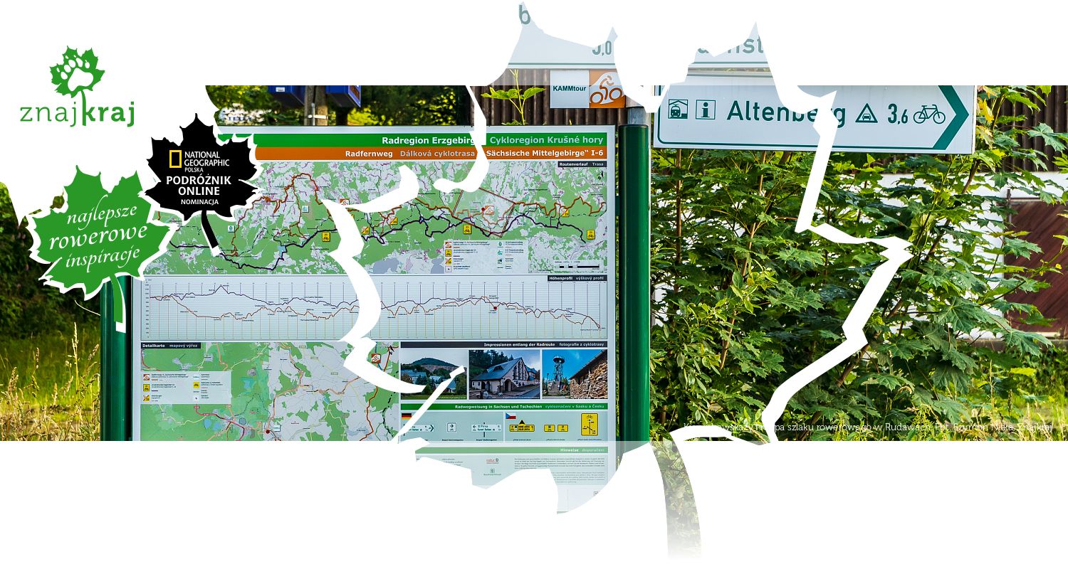 Kierunkowskazy i mapa szlaku rowerowego w Rudawach