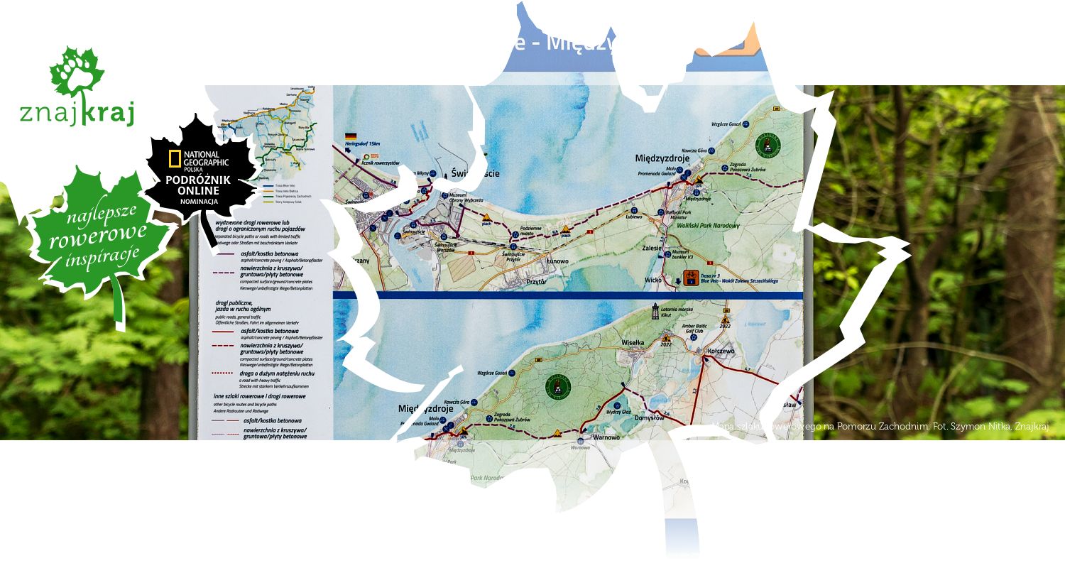 Mapa szlaku rowerowego na Pomorzu Zachodnim