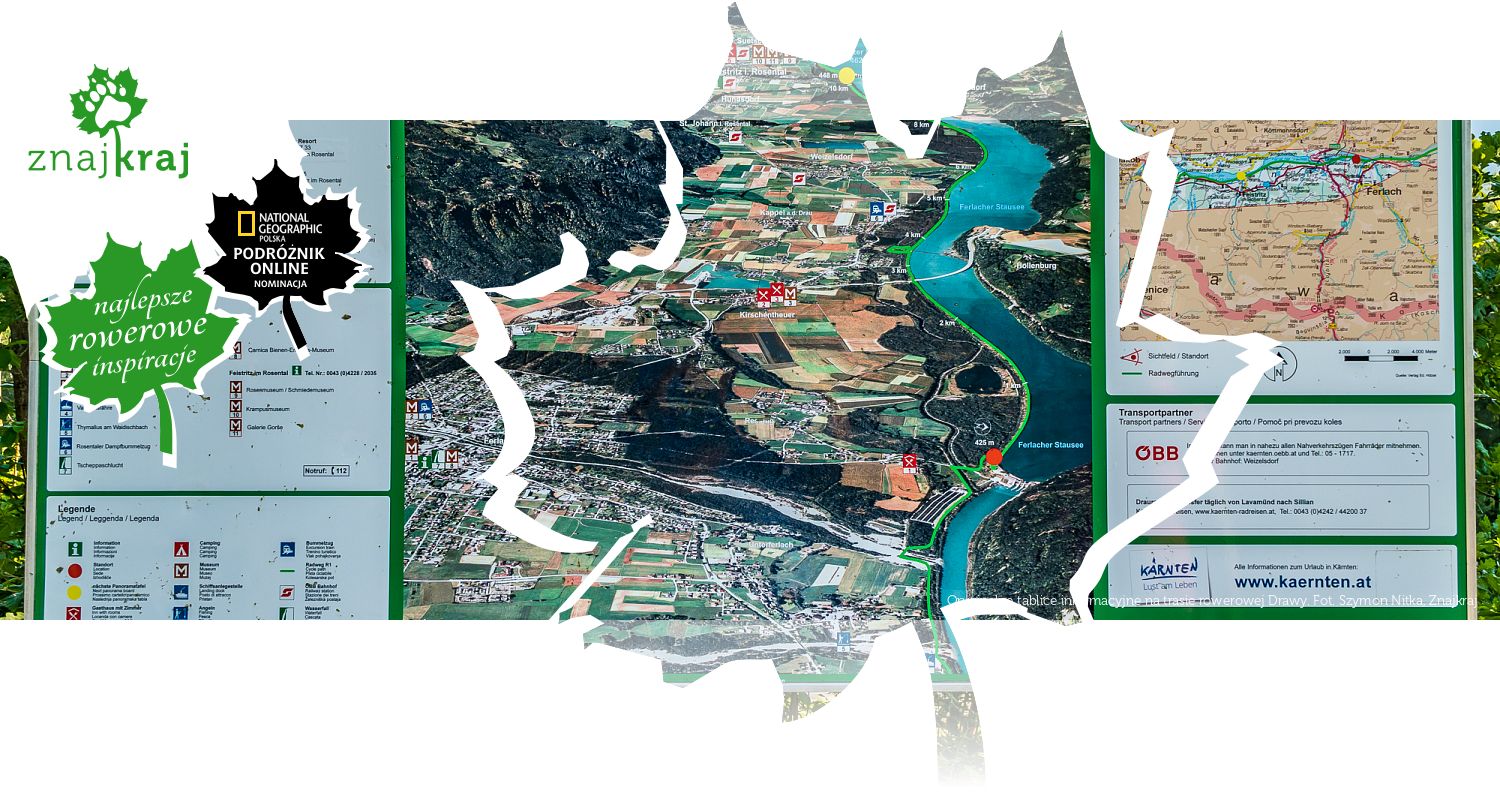 Oryginalne tablice informacyjne na trasie rowerowej Drawy