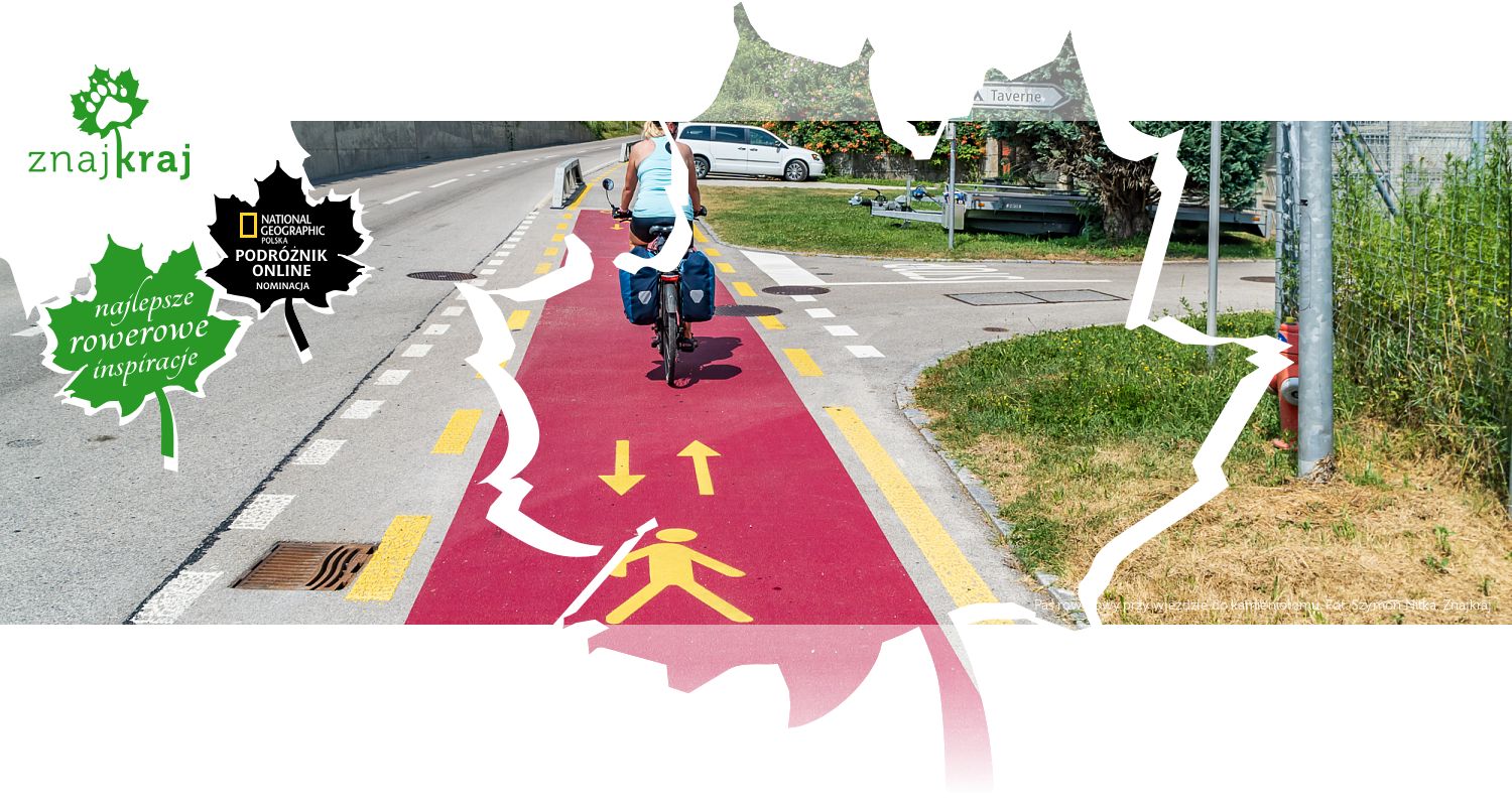 Pas rowerowy przy wjeździe do kamieniołomu