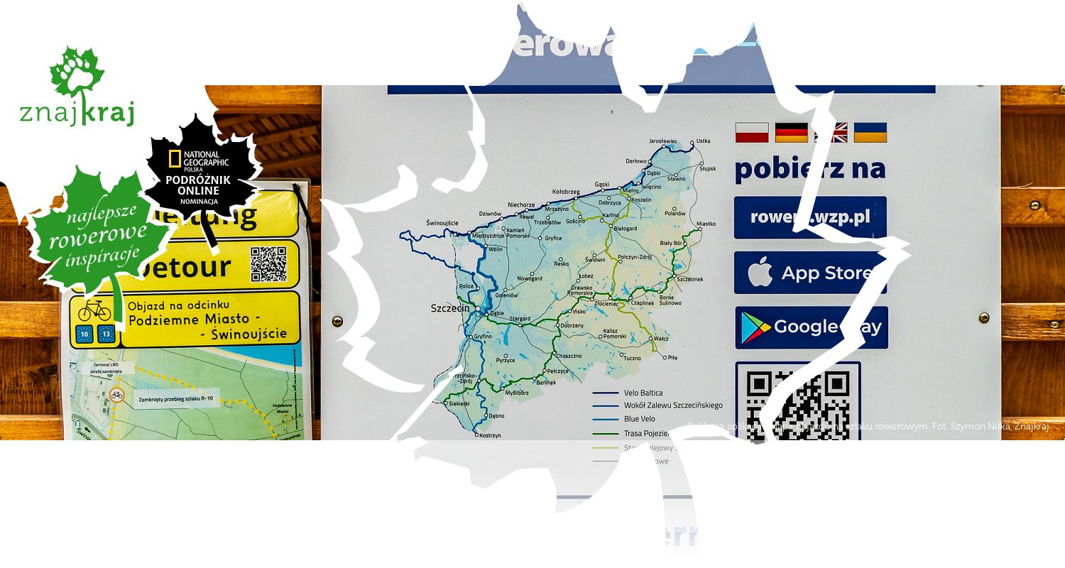 Reklama aplikacji i mapa objazdu na szlaku rowerowym