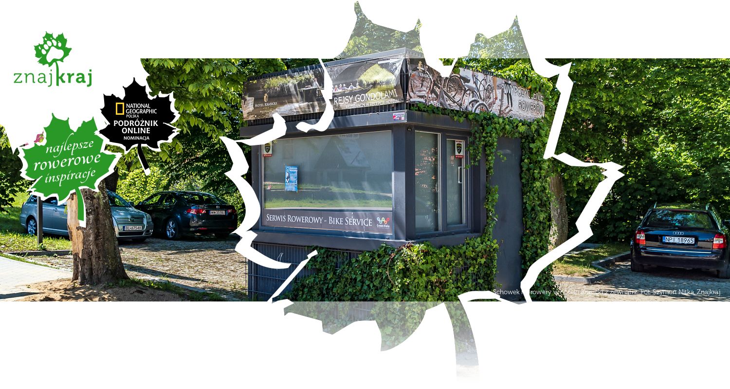 Schowek na rowery w hotelu Krasicki z zewnątrz