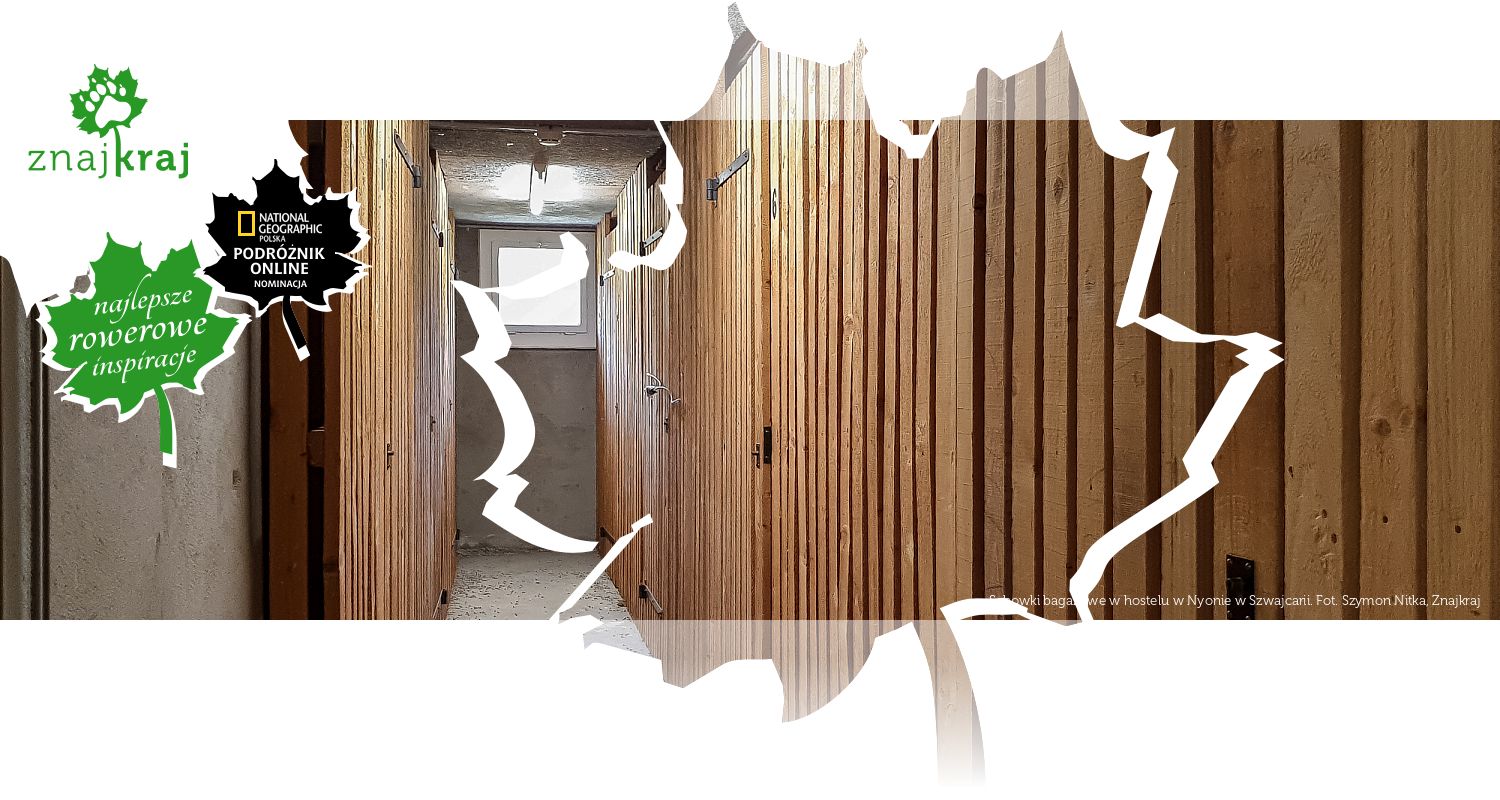 Schowki bagażowe w hostelu w Nyonie w Szwajcarii