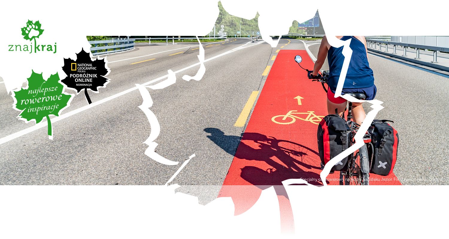 Specjalny pas rowerowy na jezdni na Szlaku Jezior