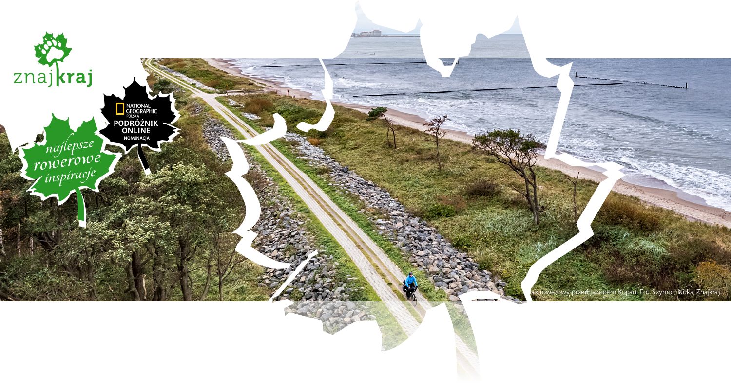 Szlak rowerowy przed jeziorem Kopań