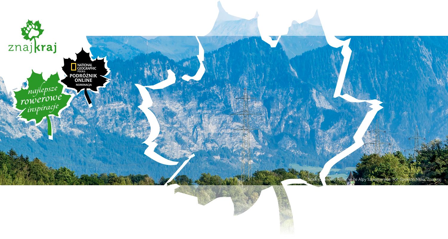 Szlak rowerowy Renu, w tle Alpy Szwajcarskie