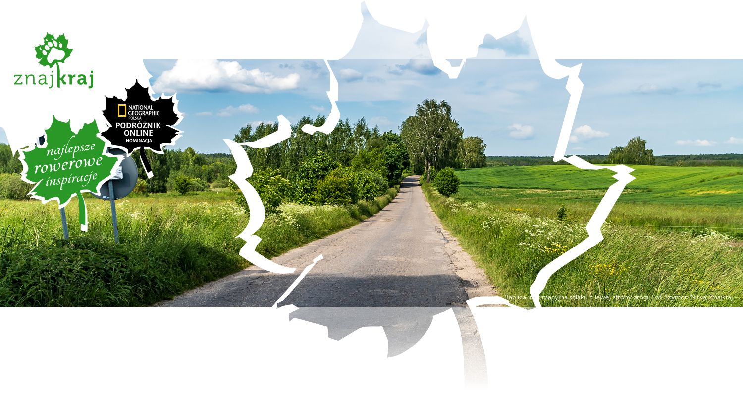 Tablica informacyjna szlaku z lewej strony drogi