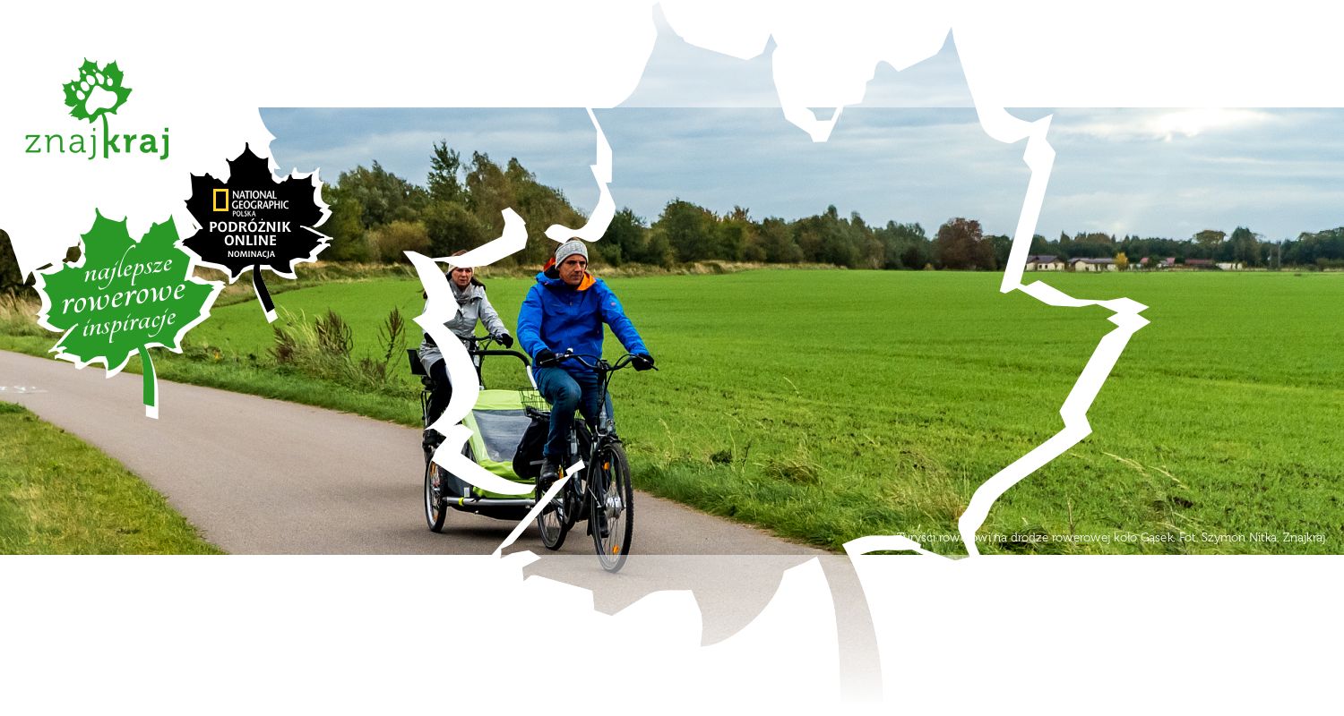 Turyści rowerowi na drodze rowerowej koło Gąsek