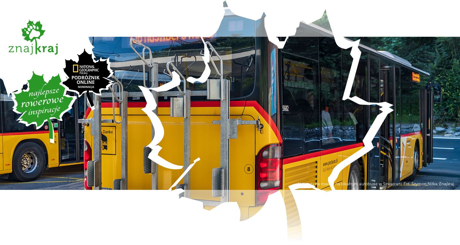 Uchwyty na rowery na lokalnym autobusie w Szwajcarii