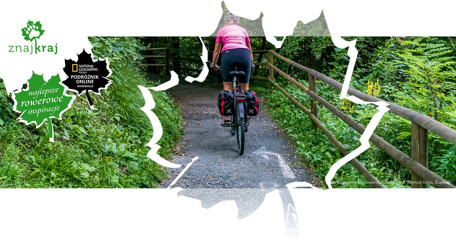 Wąski fragment trasy rowerowej Drawy