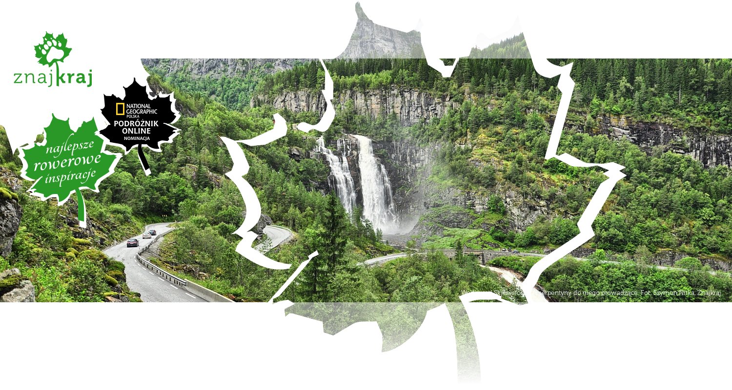 Wodospad Skjervsfossen i serpentyny do niego prowadzące