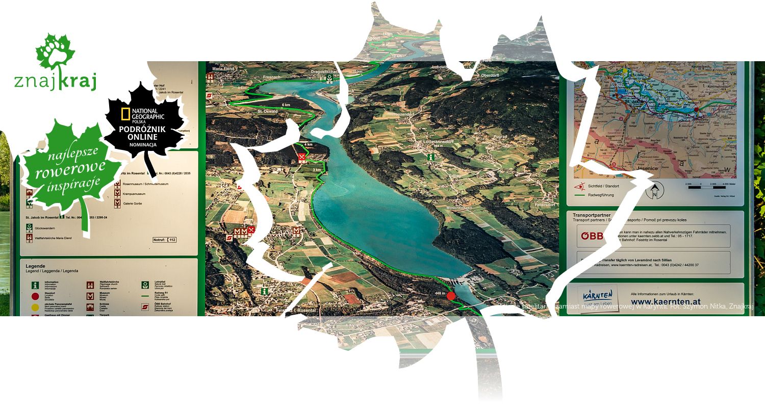 Zdjęcie satelitarne zamiast mapy rowerowej w Karyntii