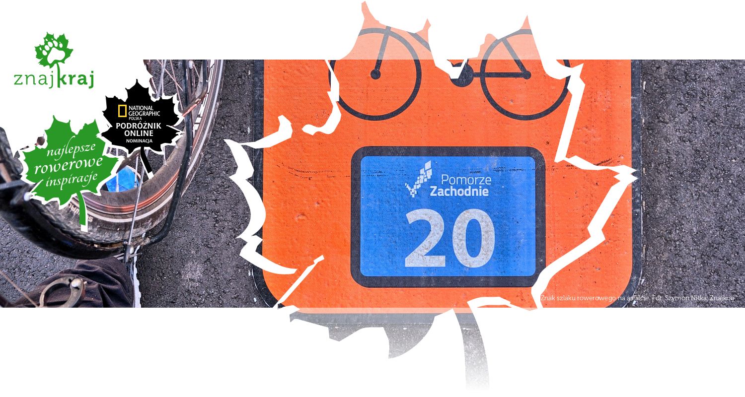 Znak szlaku rowerowego na asfalcie