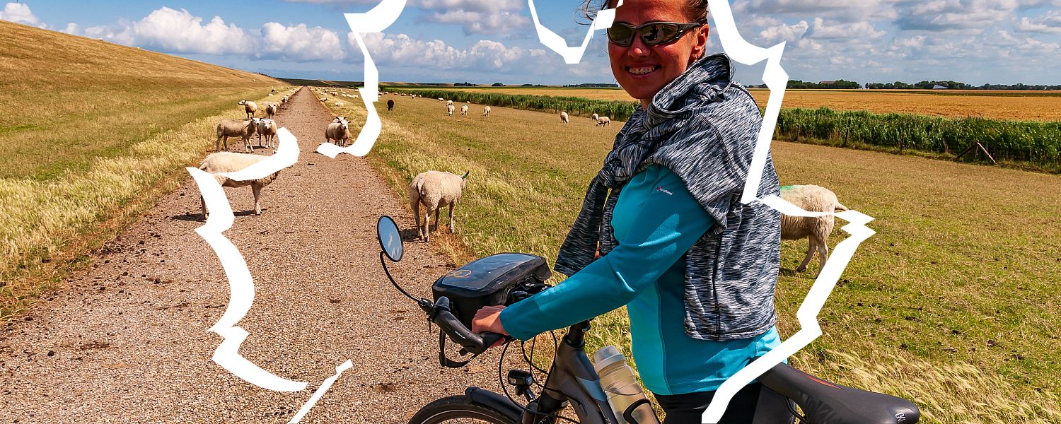 Droga rowerowa w Holandii wzdłuż wałów przeciwpowodziowych