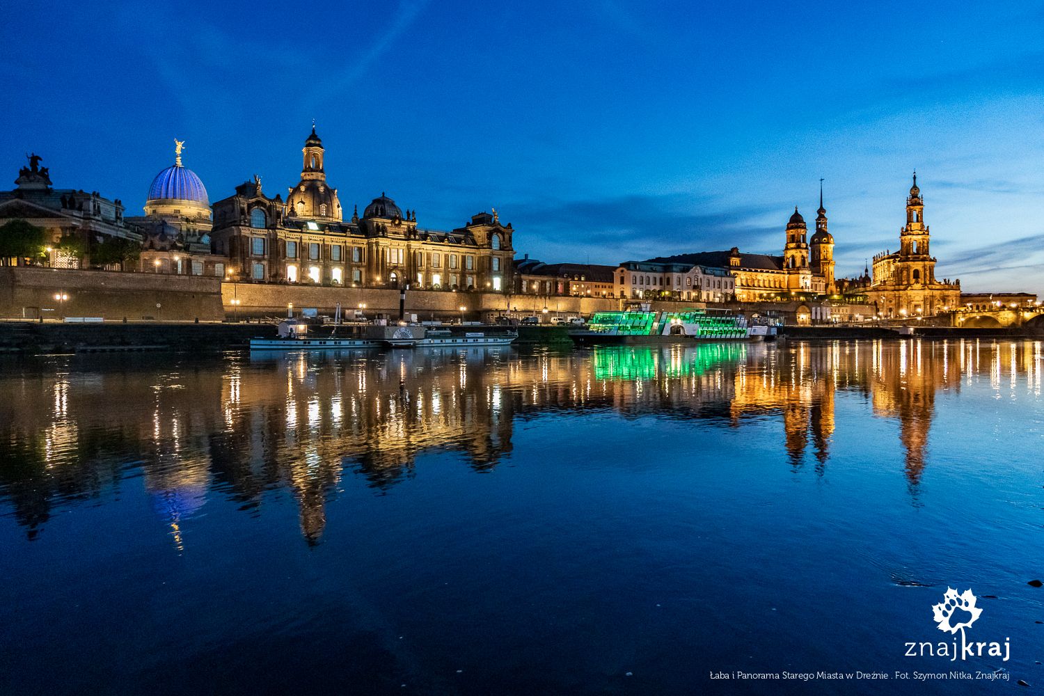 Łaba i Panorama Starego Miasta w Dreźnie