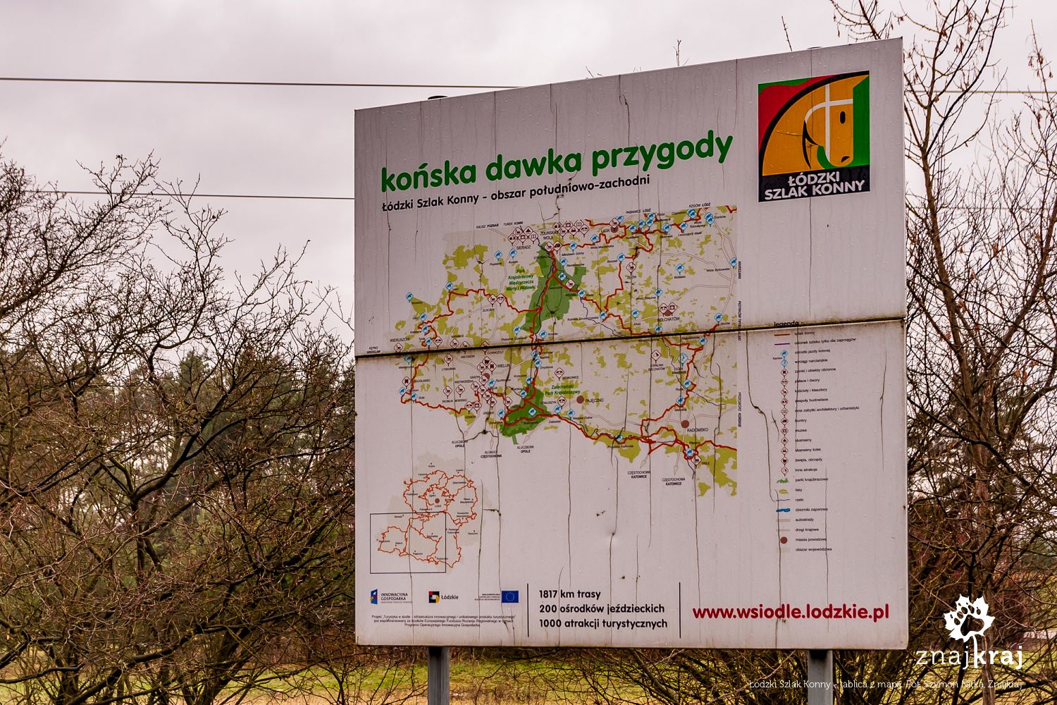 Łódzki Szlak Konny - tablica z mapą