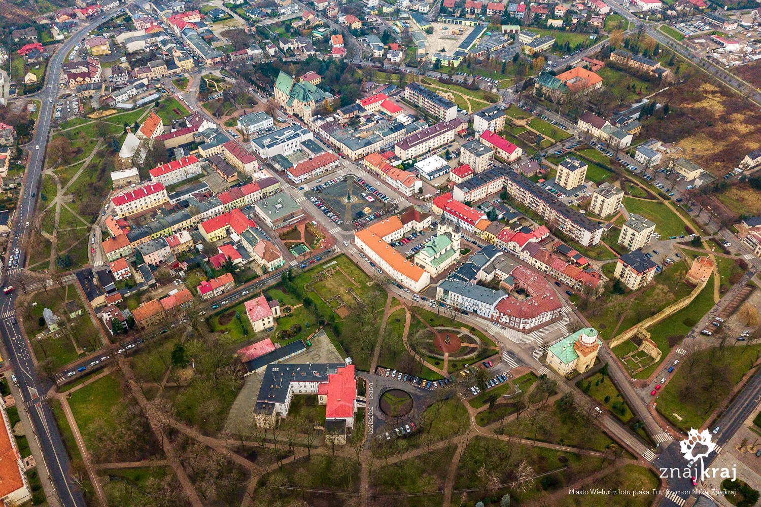 Miasto Wieluń z lotu ptaka