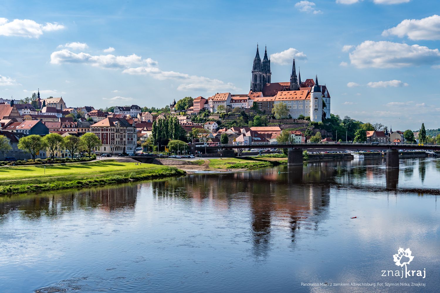 Panorama Miśni z zamkiem Albrechtsburg